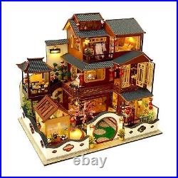 Dollhouse Assemble Kit with Furniture Artwork DIY Gift Model for Adults