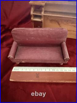 Dollhouse House Accessories Furniture Wood Antique Sofa Possibly Snow Alley Sons 1904 Dollhouse House Accessories Furniture Wood Antique Sofa Possibly Snow Alley Sons 1904
