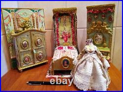 Dollhouse Miniature 1/12 Bedroom Rococo Louis XVI OOAK