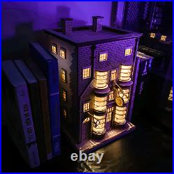 Dollhouse Miniature Ollivander Wands Shop Model Kit Wooden Bookends with Light