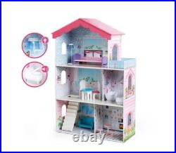 Dollhouse With Furniture Wooden Large House Doll Kit For Kids Toy Set Girls Tall