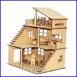 Dollhouse for Girls with Furniture Made by Wooden, puzzle doll house Dollhouse for Girls with Furniture Made by Wooden, puzzle doll house