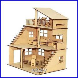 Dollhouse for Girls with Furniture Made by Wooden, puzzle doll house Dollhouse for Girls with Furniture Made by Wooden, puzzle doll house