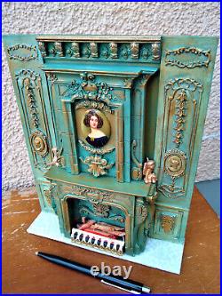 Dollhouse miniature 1/12 fireplace gorgeous piece LED OOAK dollhouse