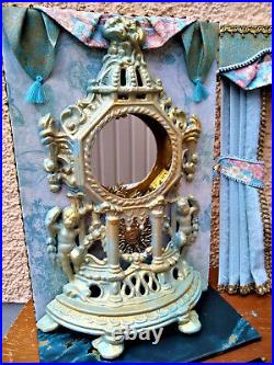 Dollhouse miniature 1/12 sumptuous bed bedroom mirror rococo Louis XVI OOAK