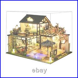 Dollhouse with Furniture LED Light Wooden Garden Villa Big House Cottage