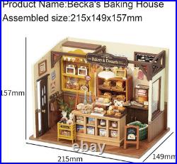 Dollhouses Becka'S Baking House Miniature Wooden Doll House Kit with Furniture W