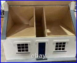 DollsHouse Handmade White and Blue Wooden with furniture
