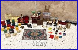 Dolls House 112th Violin Easel Typewriter Briefcase Books Lamp 50+ pc Study Set Dolls House 112th Violin Easel Typewriter Briefcase Books Lamp 50+ pc Study Set