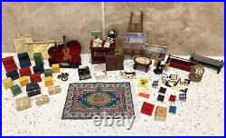 Dolls House 112th Violin Easel Typewriter Briefcase Books Lamp 50+ pc Study Set