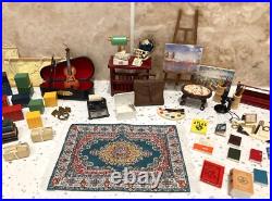 Dolls House 112th Violin Easel Typewriter Briefcase Books Lamp 50+ pc Study Set Dolls House 112th Violin Easel Typewriter Briefcase Books Lamp 50+ pc Study Set