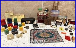 Dolls House 112th Violin Easel Typewriter Briefcase Books Lamp 50+ pc Study Set