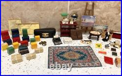 Dolls House 112th Violin Easel Typewriter Briefcase Books Lamp 50+ pc Study Set Dolls House 112th Violin Easel Typewriter Briefcase Books Lamp 50+ pc Study Set