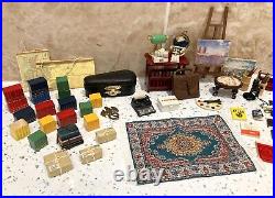 Dolls House 112th Violin Easel Typewriter Briefcase Books Lamp 50+ pc Study Set