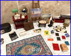 Dolls House 112th Violin Easel Typewriter Briefcase Books Lamp 50+ pc Study Set Dolls House 112th Violin Easel Typewriter Briefcase Books Lamp 50+ pc Study Set