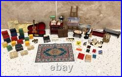 Dolls House 112th Violin Easel Typewriter Briefcase Books Lamp 50+ pc Study Set Dolls House 112th Violin Easel Typewriter Briefcase Books Lamp 50+ pc Study Set
