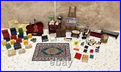 Dolls House 112th Violin Easel Typewriter Briefcase Books Lamp 50+ pc Study Set