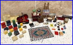 Dolls House 112th Violin Easel Typewriter Briefcase Books Lamp 50+ pc Study Set