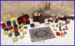 Dolls House 112th Violin Easel Typewriter Briefcase Books Lamp 50+ pc Study Set Dolls House 112th Violin Easel Typewriter Briefcase Books Lamp 50+ pc Study Set