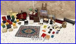 Dolls House 112th Violin Easel Typewriter Briefcase Books Lamp 50+ pc Study Set