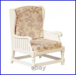 Dolls House White Wooden Armchair Shabby Chic Chair JBM Living Room Furniture