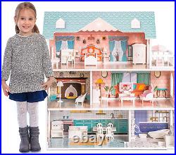 Dolls House Wooden Toys for Kids Doll House Dollhouse with Accessories and Furni