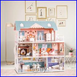 Dolls House Wooden Toys for Kids Doll House Dollhouse with Accessories and Furni