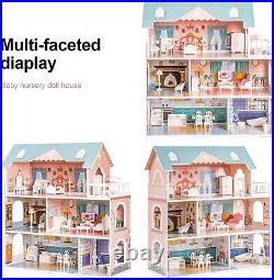 Dolls House Wooden Toys for Kids Doll House Dollhouse with Accessories and Furni