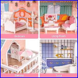 Dolls House Wooden Toys for Kids Doll House Dollhouse with Accessories and Furni