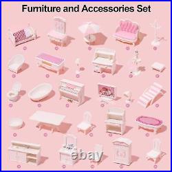 Dolls House Wooden Toys for Kids Doll House Dollhouse with Accessories and Furni