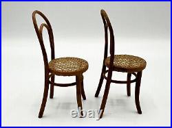 Dolls house miniature 112 ARTISAN pair of wooden bistro chairs
