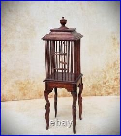 Dolls house miniature 112 Exquisite Wooden Bird Cage Stand David Krupick