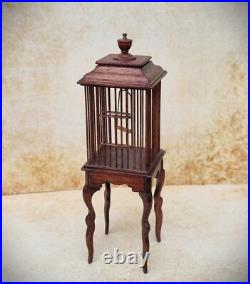 Dolls house miniature 112 Exquisite Wooden Bird Cage Stand David Krupick
