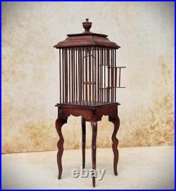 Dolls house miniature 112 Exquisite Wooden Bird Cage Stand David Krupick