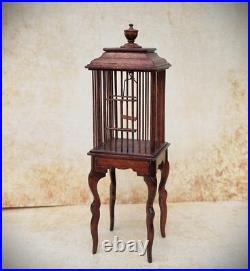 Dolls house miniature 112 Exquisite Wooden Bird Cage Stand David Krupick