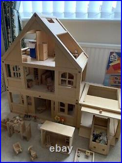 ELC My Little Home wooden dolls house, 3 stories, multi room, furniture, car