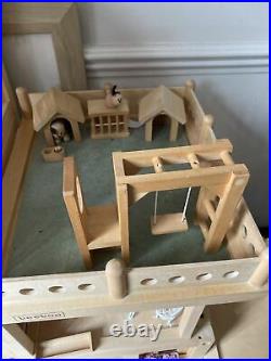 ELC WOODEN DOLLS HOUSE WITH 4 Extensions And Furniture And Lighting. 10 Rooms
