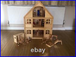 ELC Wooden Dolls House, Basement & 8 Sets Of Furniture & Family, Excellent Cond