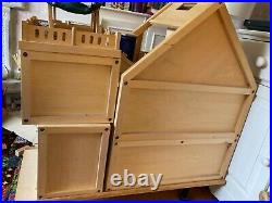 ELC wooden dolls house, furniture, car, dolls in good condition
