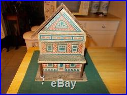 Early 1900s Converse Wooden Doll House Two Story Opening Front With Table/chair
