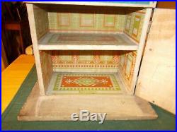 Early 1900s Converse Wooden Doll House Two Story Opening Front With Table/chair