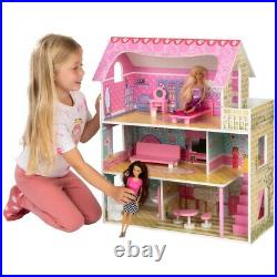 Emma's Dreamy Wooden Doll House- 9 pieces of colorful furniture Best Gift Kids