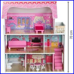 Emma's Dreamy Wooden Doll House- 9 pieces of colorful furniture Best Gift Kids