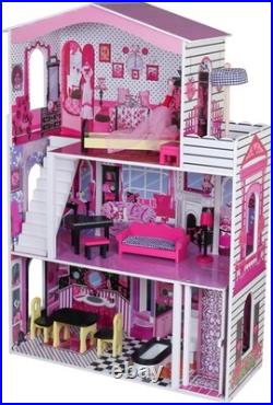 Enchanted Wooden Doll House for Girls Complete with Furniture & Accessories