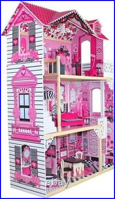 Enchanted Wooden Doll House for Girls Complete with Furniture & Accessories