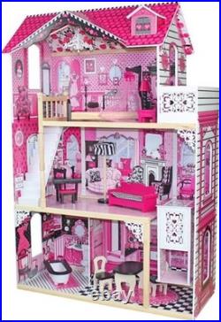 Enchanted Wooden Doll House for Girls Complete with Furniture & Accessories