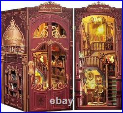 Exquisite 3D Wooden Book Nook Kit with Dust Cover Craft Your Library Escape
