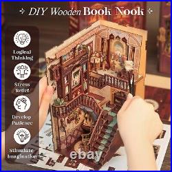 Exquisite 3D Wooden Book Nook Kit with Dust Cover Craft Your Library Escape