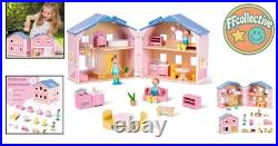 Exquisite Wooden Dollhouse with Dolls & Furniture Creative Play for Ages 3+