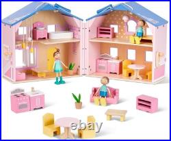 Exquisite Wooden Dollhouse with Dolls & Furniture Creative Play for Ages 3+